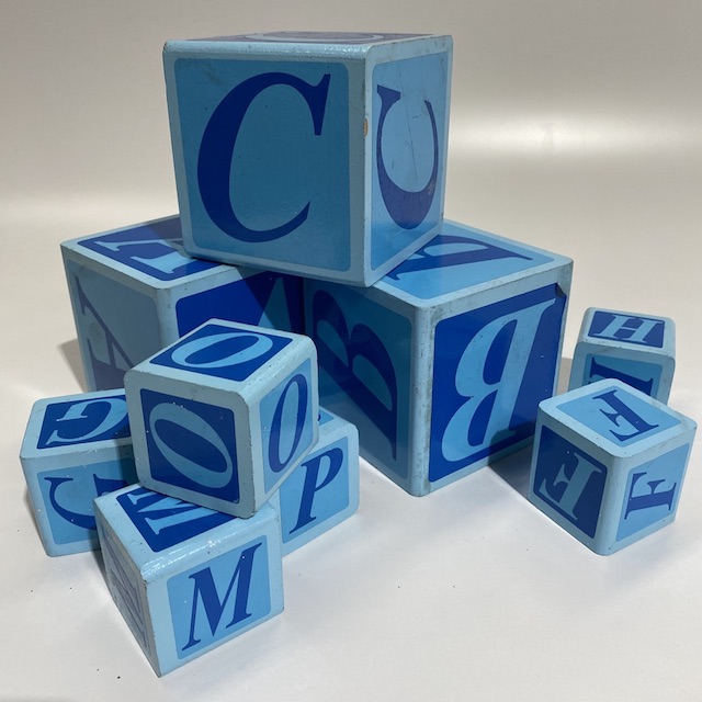 BLOCKS, Wooden Alphabet Building Block - Blue 